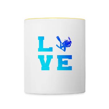 Plongée Libre Plongée Sous-marine Tauchen Tauchen - Mug contrasté - blanc/jaune - Devant