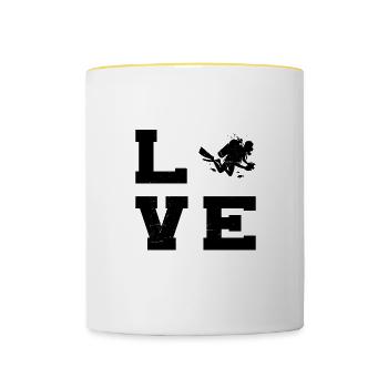 Diving Free Dive Scuba Diver Diver Scuba Dive - Contrasting Mug - white/yellow - Front