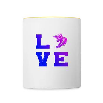 Cyclisme VTT Cycliste VTT Vététiste - Mug contrasté - blanc/jaune - Devant