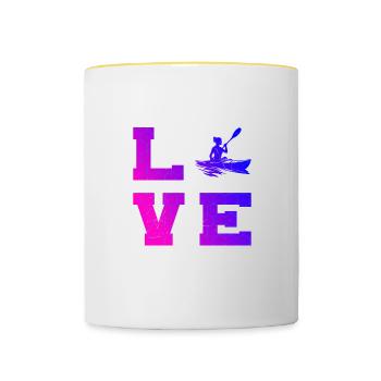 Kayak Femmes Canoë Kayak Kayak Hommes - Mug contrasté - blanc/jaune - Devant