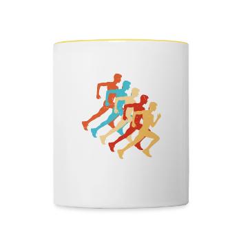 Fitness, Jogging, Jogging, Course à pied, Course à pied, Hommes - Mug contrasté - blanc/jaune - Devant