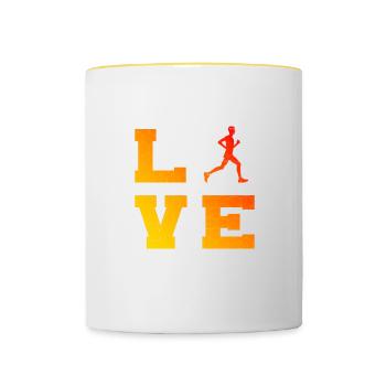 Jogging Homme Race Fitness Course à pied Femme - Mug contrasté - blanc/jaune - Devant