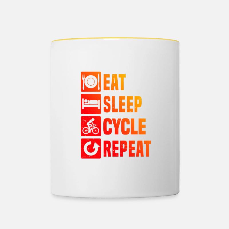 Cyclisme Cyclisme Vélo Cyclisme - Mug contrasté - blanc/jaune