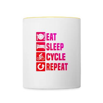 Mountainbike Radfahrer Mtb Radeln Velo - Tasse zweifarbig - Weiß/Gelb - Vorne
