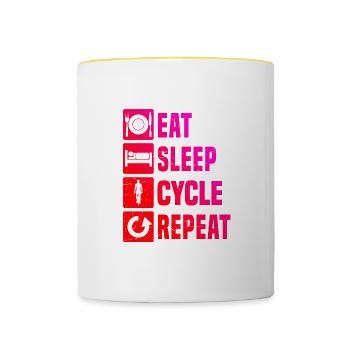Fahrrad Mtb Mountainbike Bike Radeln Fahrradfahren - Tasse zweifarbig - Weiß/Gelb - Vorne