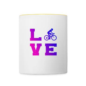 Vélo Cycliste Femmes Hommes Vélo Vélo - Mug contrasté - blanc/jaune - Devant