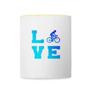 Cyclisme Vélo Homme Vélo Cyclisme - Mug contrasté - blanc/jaune - Devant