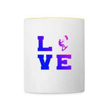 Kitesurf Hommes Femmes Kitesurf Kite - Mug contrasté - blanc/jaune - Devant