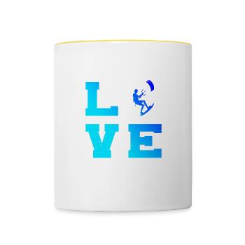 Kite Kiten Kitesurf Femmes Kitesurf Kitesurfeur - Mug contrasté - blanc/jaune - Devant