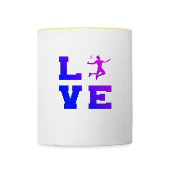 Badminton Hommes Badminton Squash Femmes - Mug contrasté - blanc/jaune - Devant