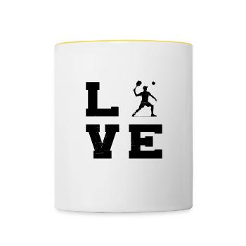 Jeux de pickleball Jeux de racquetball Pickleball - Mug contrasté - blanc/jaune - Devant