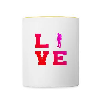 Bloc Bloc Escalade Bouldern Klettern - Mug contrasté - blanc/jaune - Devant