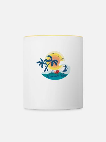 Sommerzeit - Tasse zweifarbig - Weiß/Gelb