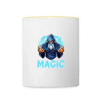 Fantasy Zauberer Magie Mystischer Zauberer - Tasse zweifarbig - Weiß/Gelb - Vorne