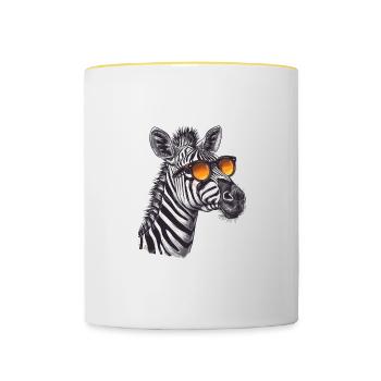 Lustiges Zebra mit Sonnenbrille Retro Stil für - Tasse zweifarbig - Weiß/Gelb - Vorne