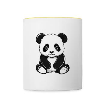 Niedlicher Panda für Kinder - Tasse zweifarbig - Weiß/Gelb - Vorne