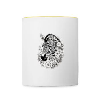 Niedliches Zebra für Kinder für Kinder - Tasse zweifarbig - Weiß/Gelb - Vorne