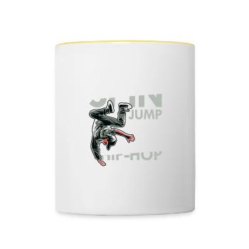 Spin Jump and Hop It's Hip Hop Nonstop - Tasse zweifarbig - Weiß/Gelb - Vorne