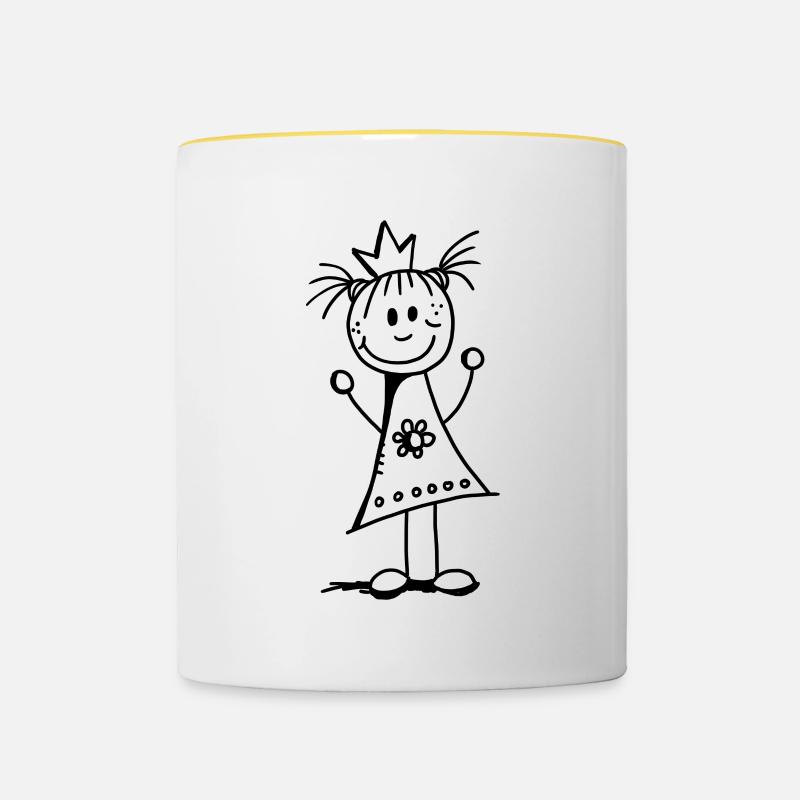 Little princess - crown - stick figure - Contrasting Mug - white/yellow