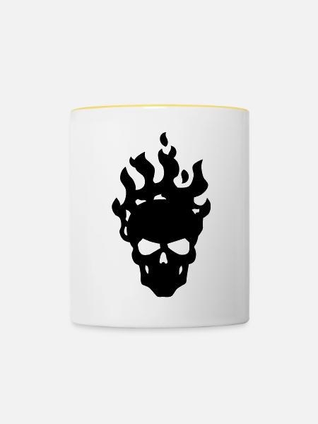 Schädel - Tasse zweifarbig - Weiß/Gelb