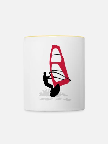 Windsurfing - Tasse zweifarbig - Weiß/Gelb