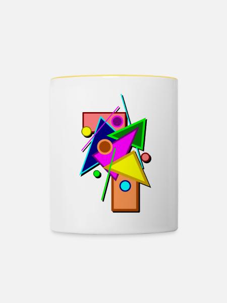Geometrie - Tasse zweifarbig - Weiß/Gelb