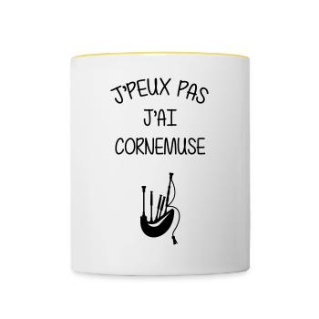 Cornemuse / Ecosse / Instrument de Musique - Mug contrasté - blanc/jaune - Devant