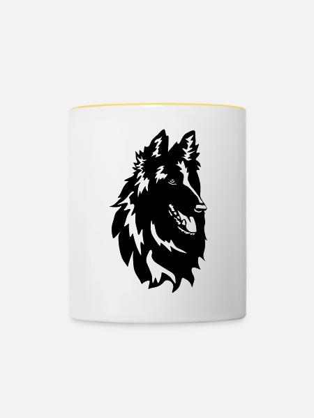 Groenendael Kopf - Tasse zweifarbig - Weiß/Gelb