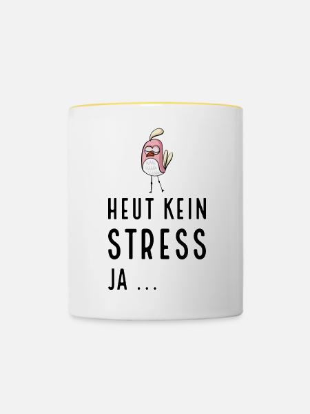 Lustige Sprüche - Tasse zweifarbig - Weiß/Gelb