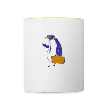 Mon pingouin et moi parlons de merde à propos de toi - Mug contrasté - blanc/jaune - Devant