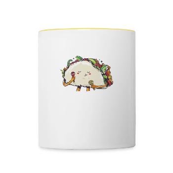 Imagine A Life Without Tacos Now Slap Yourself And - Contrasting Mug - white/yellow - Front