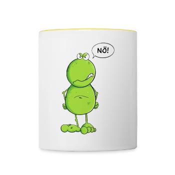 Lustiger Nö Frosch I Nein Statement - Tasse zweifarbig - Weiß/Gelb - Vorne