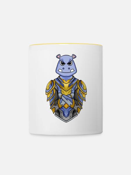 Ritter Nilpferd cool - Tasse zweifarbig - Weiß/Gelb