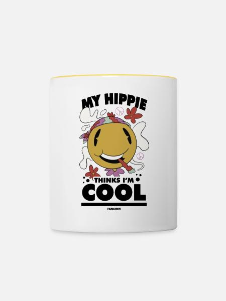 lustiger Hippie - Tasse zweifarbig - Weiß/Gelb