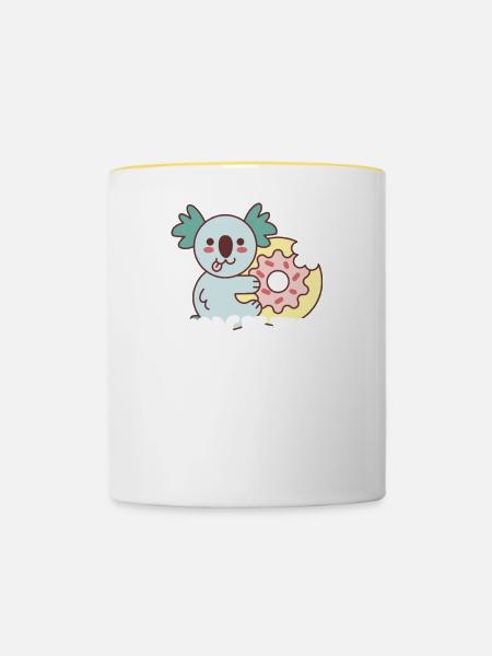Koala Donut Eukalyptus Australien - Tasse zweifarbig - Weiß/Gelb