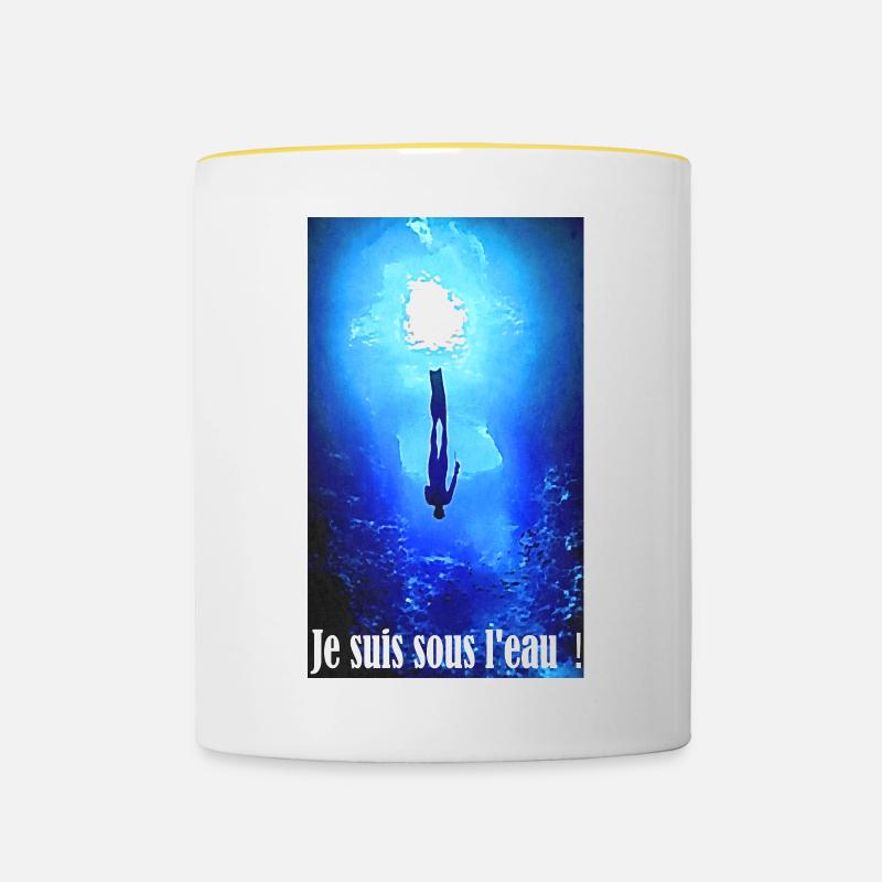 Ich bin unter Wasser - Tasse zweifarbig - Weiß/Gelb