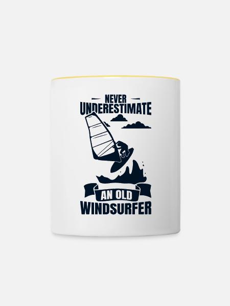 Windsurfender Opa - Tasse zweifarbig - Weiß/Gelb