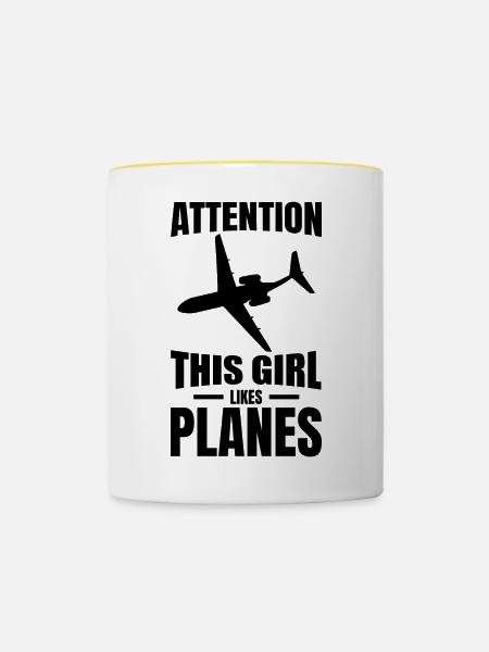 Flugzeugbeobachterin - Tasse zweifarbig - Weiß/Gelb