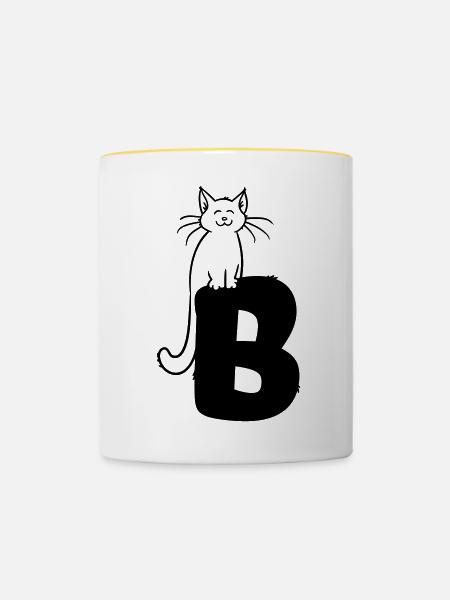 Katze Buchstabe B - Tasse zweifarbig - Weiß/Gelb