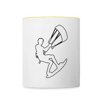 Kitesurfing Kitesurfing Kiting Women Men - Contrasting Mug - white/yellow - Front