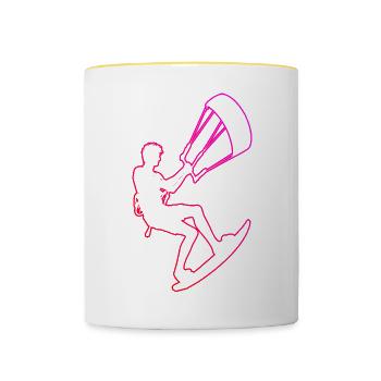 Kitesurf Kitesurfing Kiten Kitesurfer Kite - Contrasting Mug - white/yellow - Front