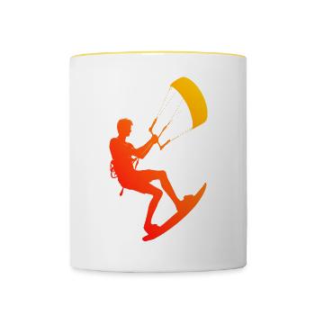 Cerf-volant Cerf-volant homme Kitesurf femme Kitesurf - Mug contrasté - blanc/jaune - Devant