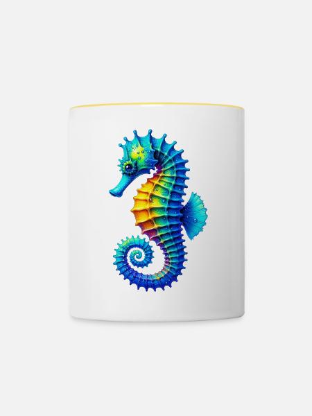 Seepferdchen - Tasse zweifarbig - Weiß/Gelb