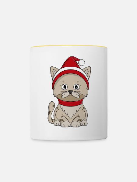 Winter-Kätzchen - Tasse zweifarbig - Weiß/Gelb