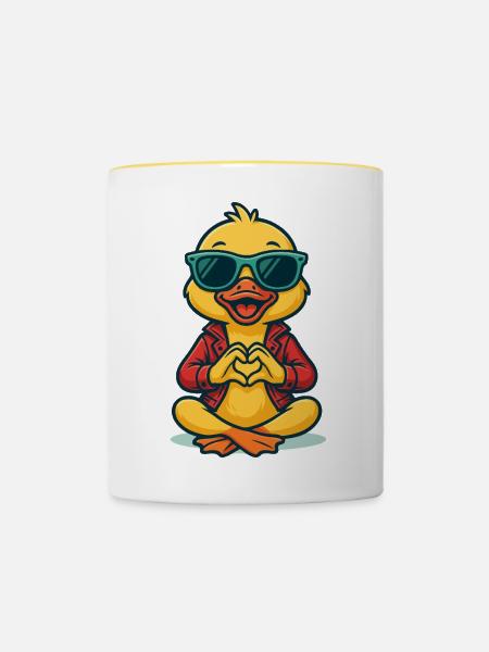 Duckling Heart Beat - Tasse zweifarbig - Weiß/Gelb