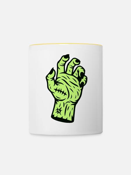 Monster Hand - Tasse zweifarbig - Weiß/Gelb