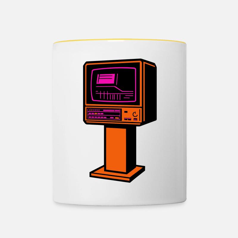 Retro Future TV - Contrasting Mug - white/yellow