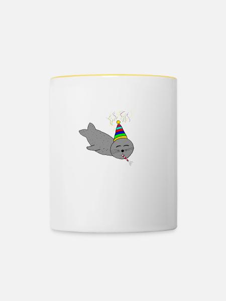B-day Robbe - Tasse zweifarbig - Weiß/Gelb