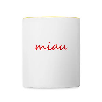 Welchen teil von miau hast du nicht verstanden - Tasse zweifarbig - Weiß/Gelb - Vorne