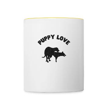 Puppy Love Black Grunge - Contrasting Mug - white/yellow - Front